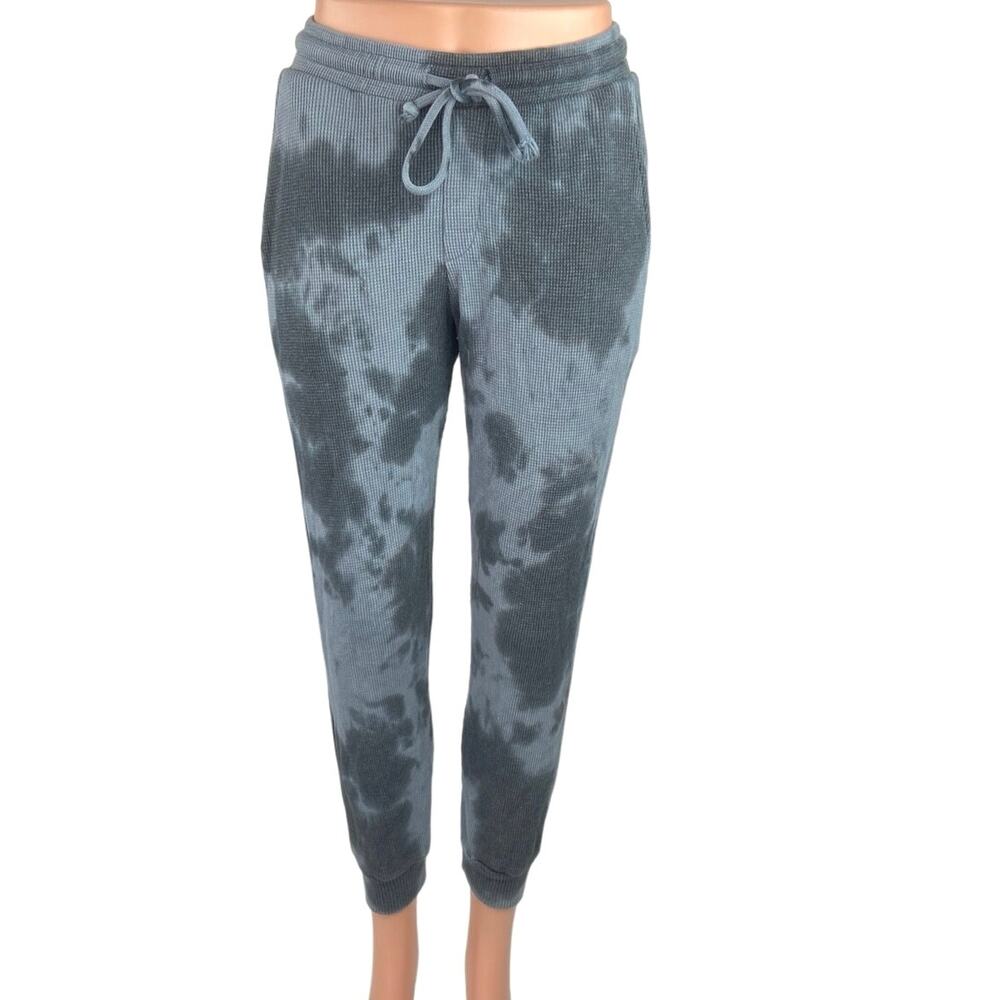 RD Style Gray Tie Dye Knitted Drawstring Pull On Crop Lounge Sweatpants Jogger S